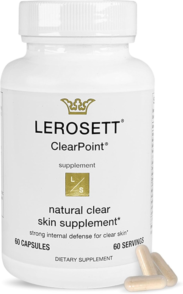 LEROSETT BorrarPoint Anti Acné Pills, Suplementos Naturales para el Tratamiento del Acné Hormonal y Cistico para Esquí Aceite " Breakouts. 60 Caps