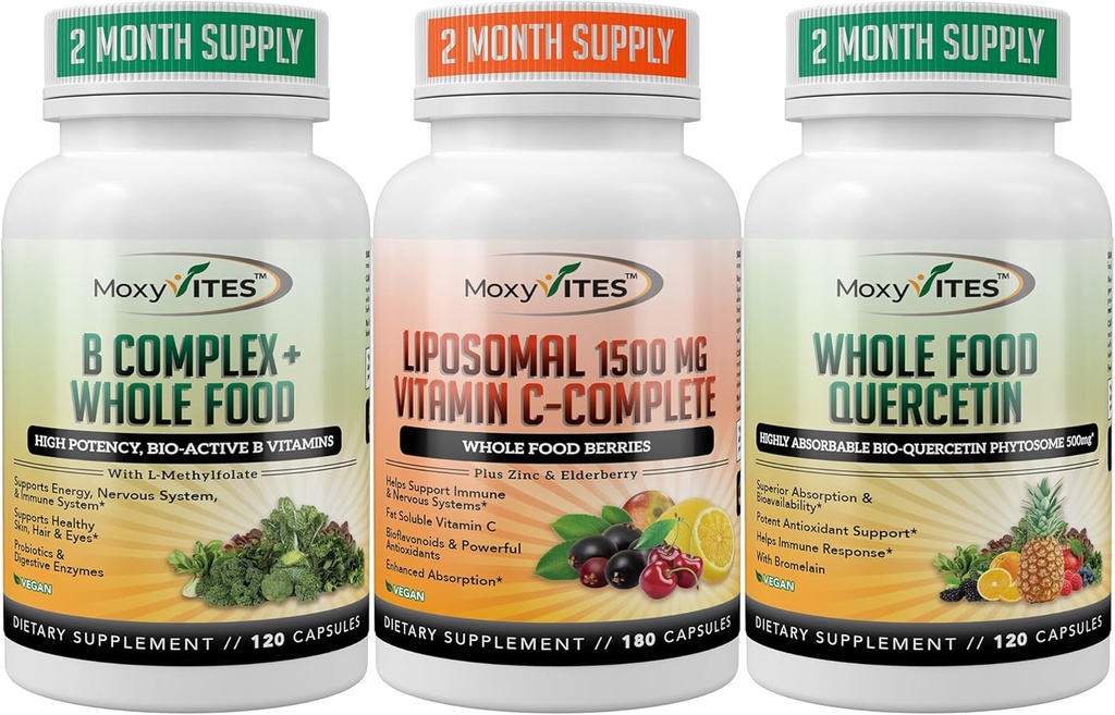 MoxyVites B-Complex - Vitamina Liposomal C - Quercetina para el soporte energético - La Trifecta de Energía Perfecta