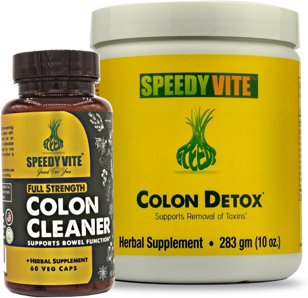 Colon Detox &amp; Cleanse Set (10oz Powder Detox, 60 Veg Tablet Cleanse)