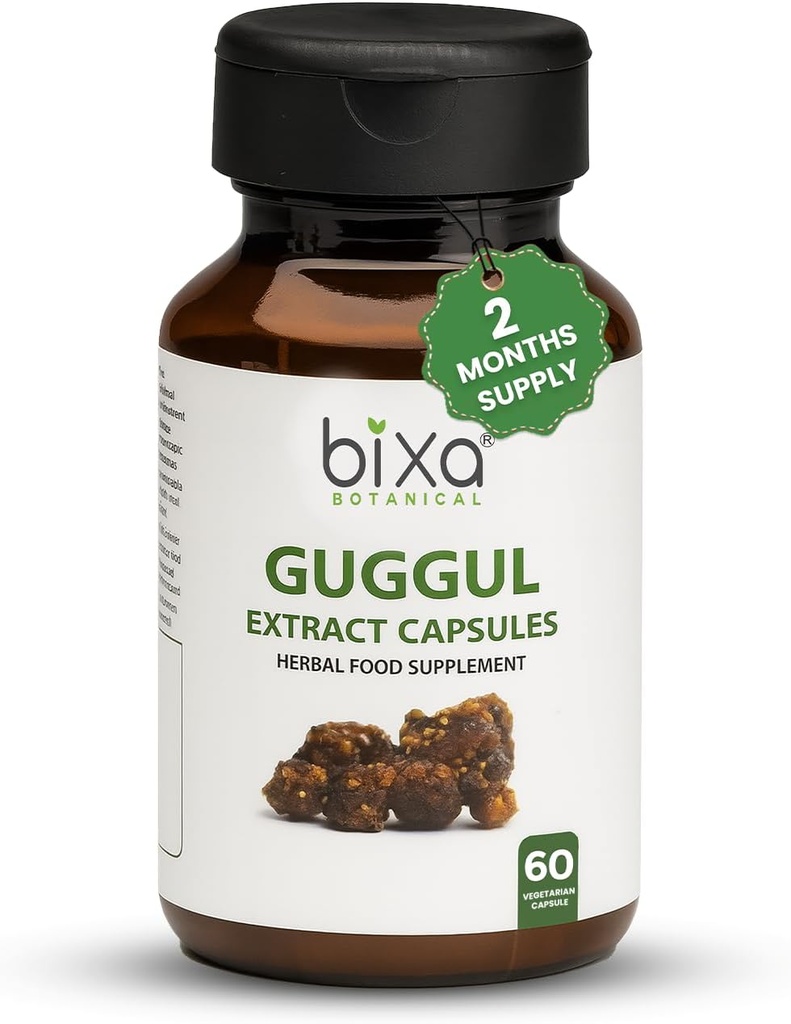 bixa BOTANICAL | Guggul Extract 450mg | Commiphora Mukul Capsules | Ayurvedic Herbal Supplement | Daily Wellness Support | Vegan | Non GMO | Gluten Free | Clean Label | 60 Count
