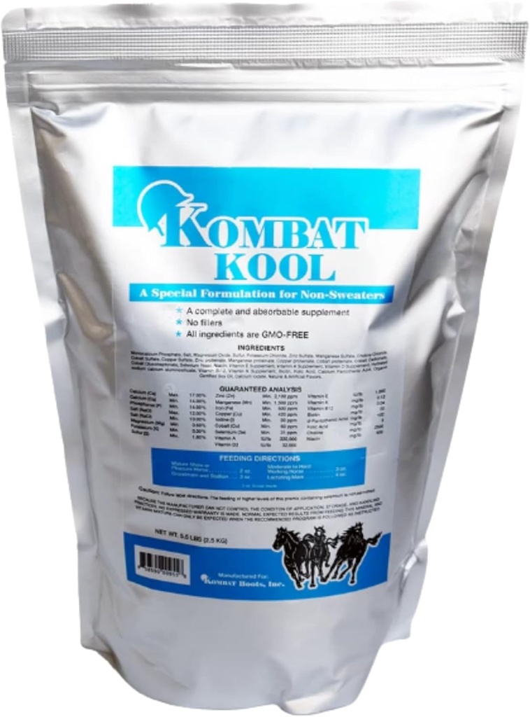 Kombat Kool Health Supplement, Equine Powder 5lb Bag, A Special Formulation for Non-Sweaters