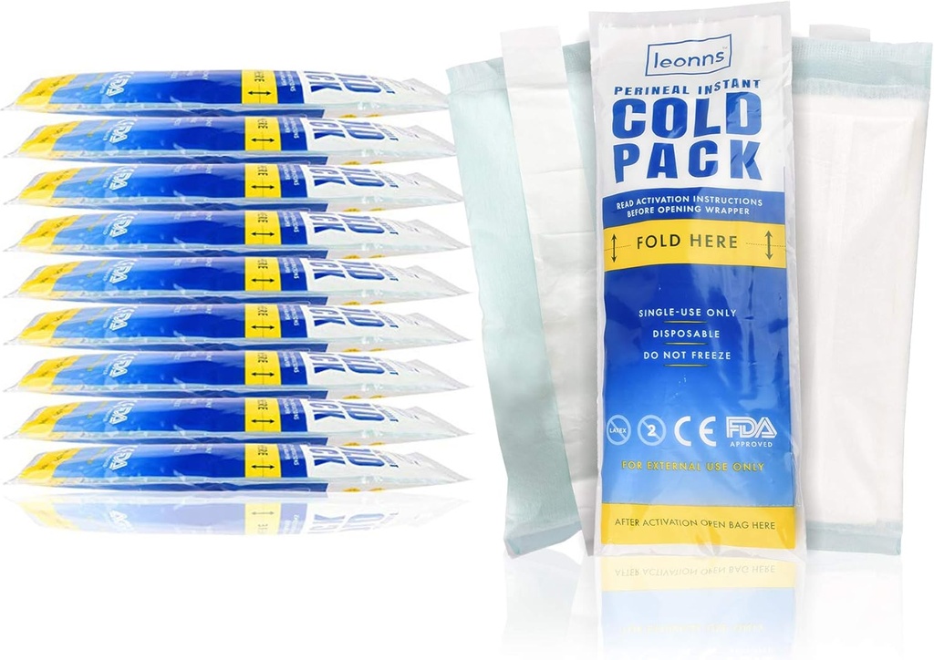 Perineal Ice Packs for Postpartum w/Adhesive Strip | Perineal Cold Pack - 2 in 1 Ice Pack Pads for After Birth - Instant Ice Maxi Pads (24)