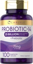 Probióticos de Carlyle para Hombres y Mujeres TENIENDO 25 Billones CFU TENIDO CON Prebióticos TENIDO 100 Capsules TEN VENTA Vegetariano, No GMO, &amp; Gluten Suplemento Libre