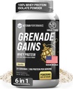 Grenade Gains Whey Isolate Powder with Creatine, L-Carnitine & Beta-Alanine - Third-Party Tested, Gluten-Free, No Artificial Sweeteners - USA Made, Vanilla, 24 Servings