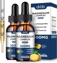 Magnesium Glycinate Liquid Drops 500mg - Triple Magnesium Complex Suplemento con Citrato, Malate, Ashwagandha, L-Theanine, Vitamina B6 para el sueño, Stress Relief, Muscle, Pineapple Flavor 4 Fl Oz