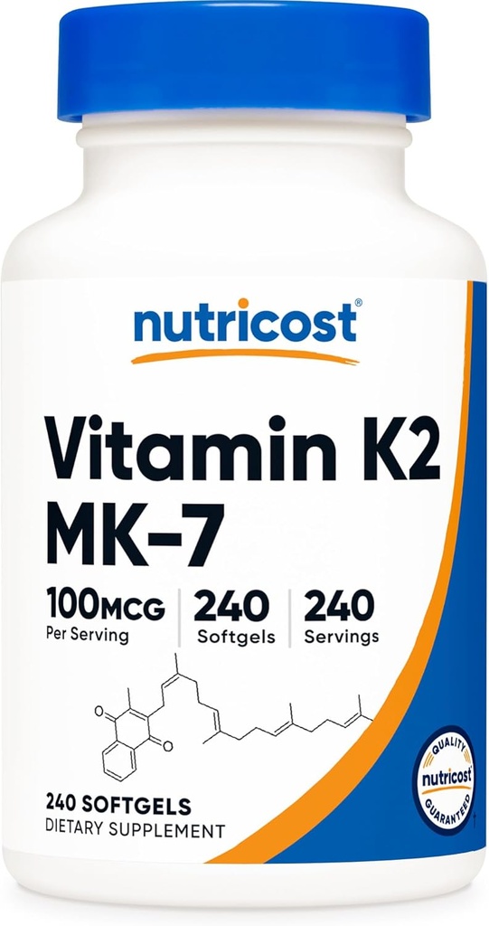 Nutricost Vitamina K2 MK-7 100 mcg, 240 Softgels - Gluten Free and Non-GMO MK7