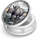 Pill Box-3 Compartment Funda de pequeña pill para purse &amp; Pocket Mini Metal Pill Holder Travel Pill Container to Hold Supplements Vitamins BPA-Free (Rhinoceros)