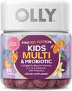 OLLY Kids Multivitamin &amp; Probiotic, Limited Edition, Digestive Support, Vitaminas A, D, C, E, B, Zinc, Chewable Supplement, Sugar Plummy - 40ct