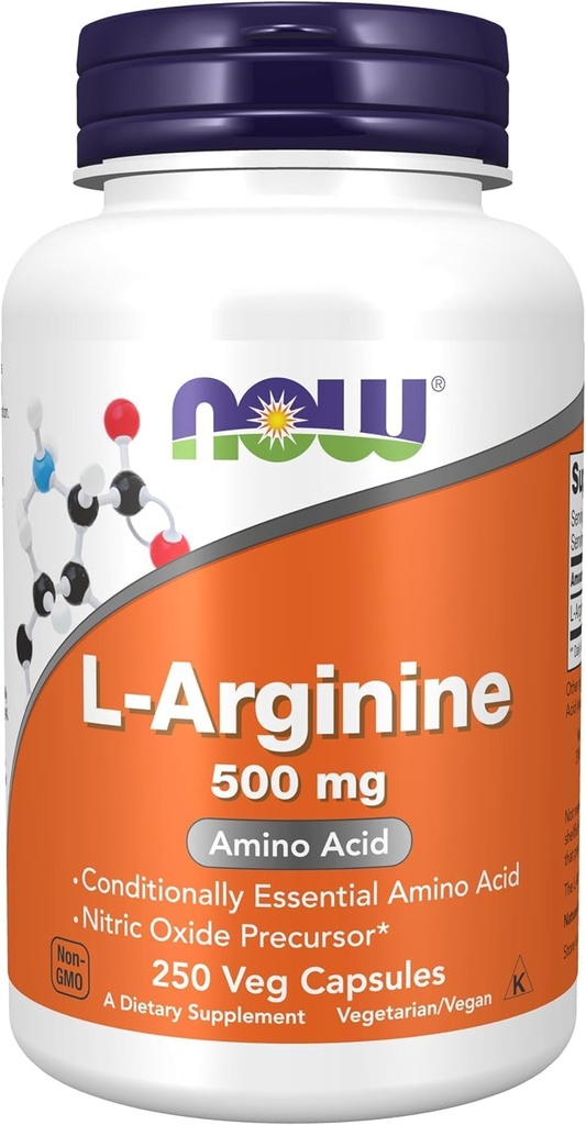 AHORA L-Arginina 500 mg,250 cápsulas de verduras (envasado puede variar