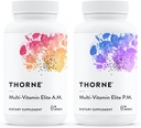 THORNE - Elite Multi-Vitamin - Suplemento Nutricional diario - AM Fórmula apoya la producción de energía celular &PM Fórmula apoya sueño reparador* - Sin gluten, sin lácteos - 180 cápsulas - 30 servicios