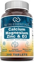 Calcio Magnesio Zinc + Vitamina D3 Tablas- Promueve Huesos Fuertes & Dientes, Soporte Nerve & Función Musculo* (300 Conde)