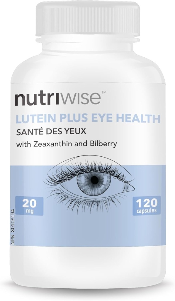 NutriWise Lutein Plus Antioxidante para la salud ocular (Bilberry Zeaxanthin Lutein)