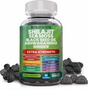 Shilajit Gummies with Irish Sea Moss Black Seed Oil Ashwagandha Ginger Elderberry Vitamin D3 Chlorophyll Turmeric Bladderwrack Advanced Strength Formula Resin Shilajit for Men &amp; Women