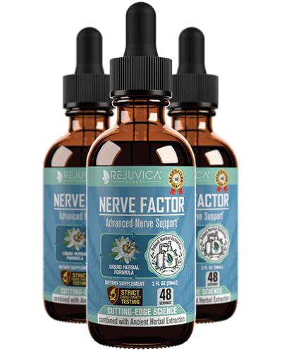 Rejuvica Health NerveFactor - Advanced Nerve Support Supplement - Liquid Delivery for Better Absorption - Acetyl-L-Carnitine, Alpha Lipoic Acid, Vitamina B12, Folic Acid, White Willow Bark &amp; More!