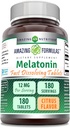 Amazing Formulas Melatonin Fast Dissolving Suplemento ← Citrus Flavor TEN 12 Mg Por Serving TEN 180 Tablets TEN NO-GMO ANTE Gluten-Free TEN Made in USA