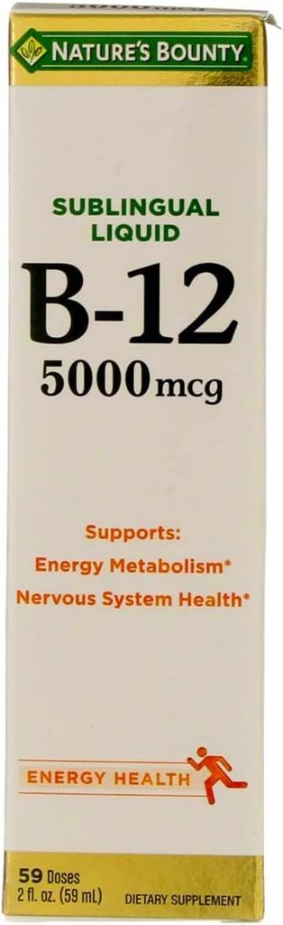 Bounty B-12 5000 mcg Sublingual Liquid Energy Health 2 oz ( Pack of 4)