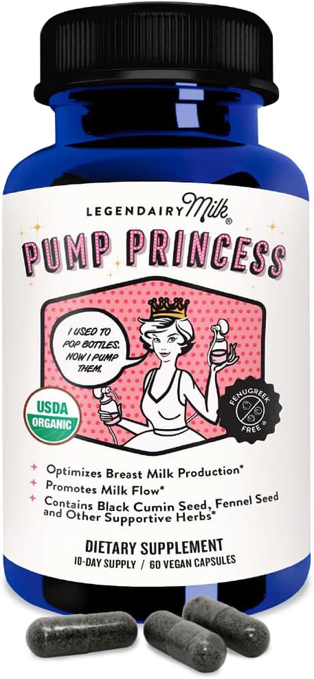 Legendairy Milk Pump Princess Lactation Supplement - Breastfeeding Supplements for Milk Supply Increase and Milkflow - Organic Black Cumin, Fennel and Dill Seeds, Fenugreek Free - 60 cápsulas