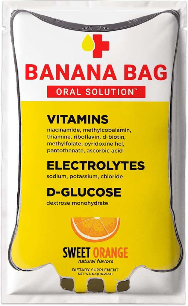Bolso de plátano Solución oral Paquetes de recuperación – Dulce Naranja 30pk ← Una mezcla refrescante de electrolitos, vitamina C y B-Complejo para la hidratación y la energía. Conveniente, fácil de encontrar, y perfecto para cualquier estilo de vida.