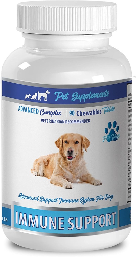 Perro Immune Booster Orgánico - Perros Immune Soporte - Advanced CHEWABLE Treats - Premium - rojo Clover Perros - 1 Botella (90 Chews)