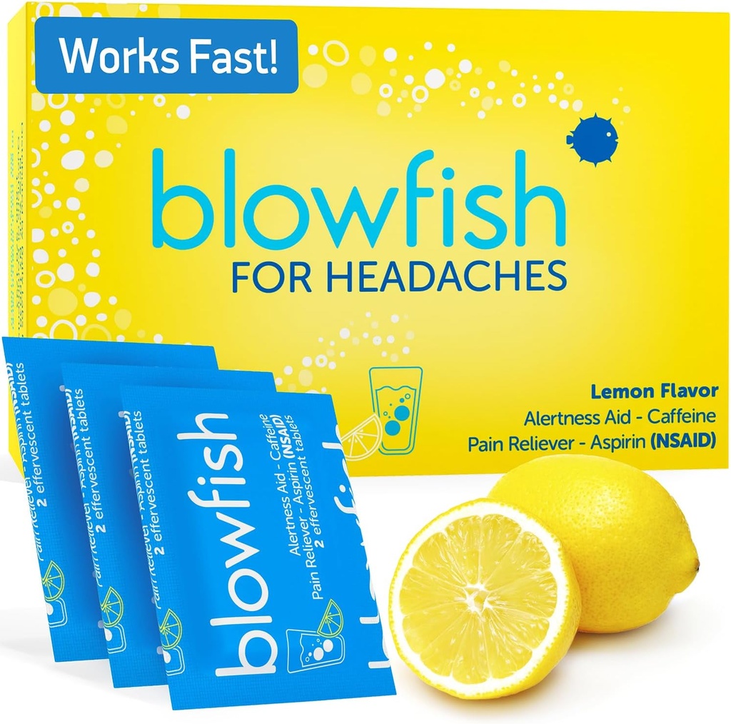 Blowfish for Headaches | New Maximum Strength Effervescent Formula Treats Headaches Fast (1 Pack)