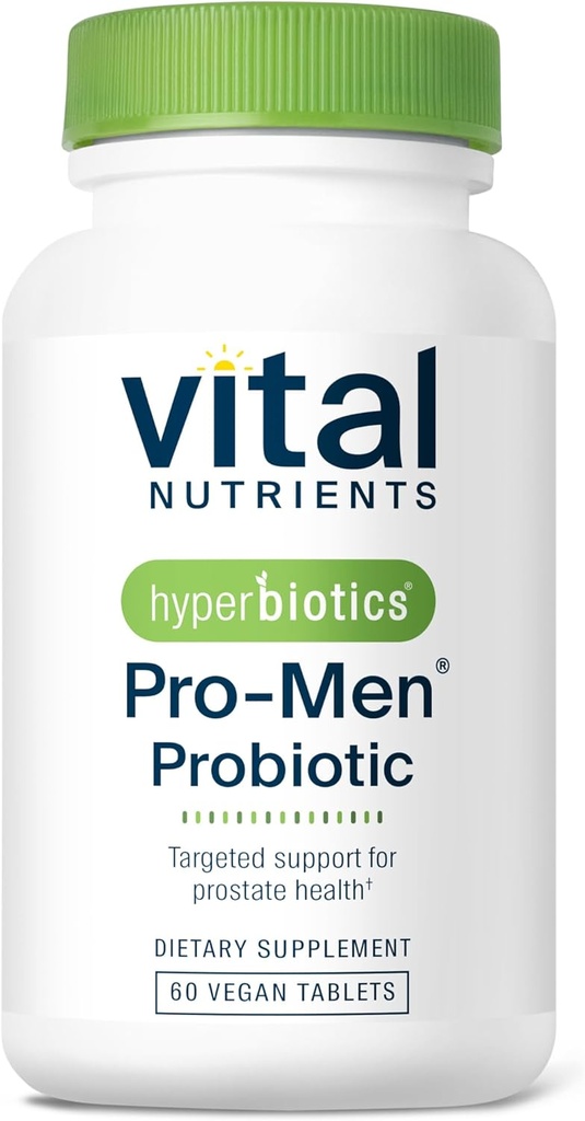 Hyperbiotics Vital Nutrients Pro Hombres Probióticos TEN Vegan Probióticos Avanzados para Hombres TENIDO Clínicamente Estudiado para Salud Prostática, Equilibrio Digestivo y Salud Gut* TEN Gluten, Dairy, Soy Free TEN 60 Tablets