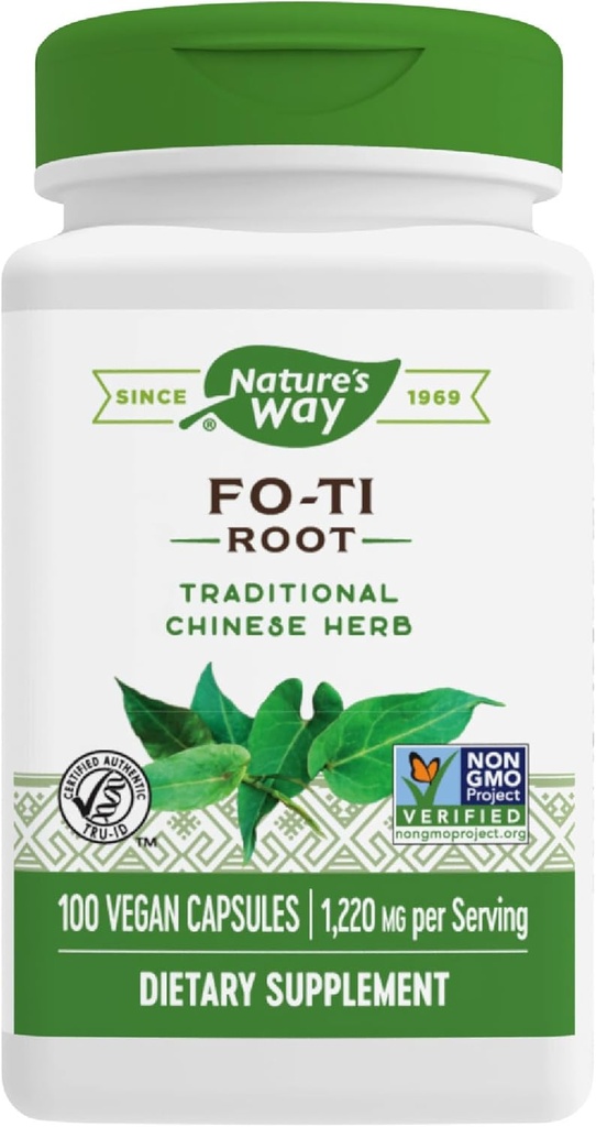 Manera de la naturaleza Fo-Ti Root, hierba china tradicional, 1,220 mg por por porción, 100 cápsulas Vegan