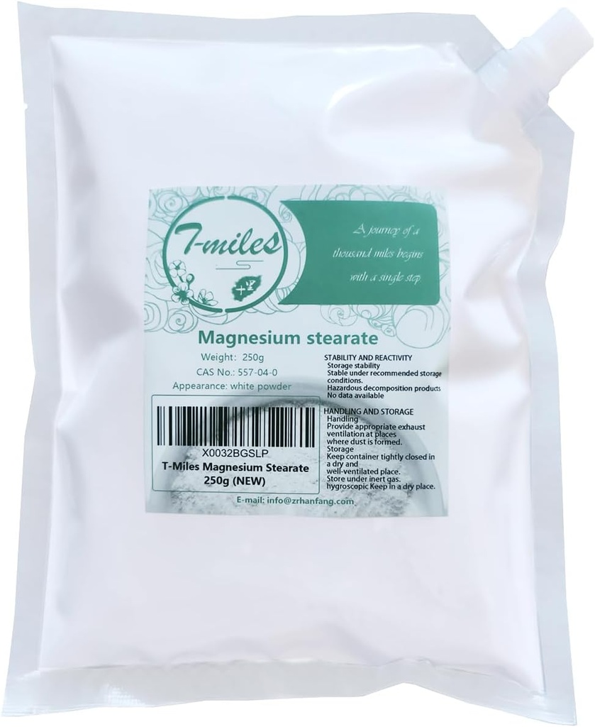 T-Miles 99% Esteato de Magnesio, Grado de Alimentos, Ingredientes Cosméticos,CAS:557-04-0(250g/8.8oz)