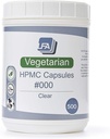 Cápsulas Vegan Tamaño del vacío 000-500 Contar Cápsulas de verduras HPMC claras Empty - Únete Fillable 000 Cápsulas de píldoras vegetales - Empty for Capsule Filling Tray - Certified Halal Kosher Hypromellose