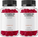Vitamina D3 Gummy Vitaminas, Vitamina D3 5000 UI Gummies Cholecalciferol 125 mcg, Soft Pectin-Based, Animal Gelatin-Free Gummy, Gummies Vitaminas, Tasty Strawberry, Non-GMO - 2-Pack