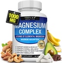 Suplemento Complejo de Magnesio 8 Elemental 1000mg - Magnesium Glycinate, Citrate, Malate, Taurate, Chelated for Easy Absorption for Bones, Muscle, Recovery, Energy, Vegan Non-GMO 90 cápsulas