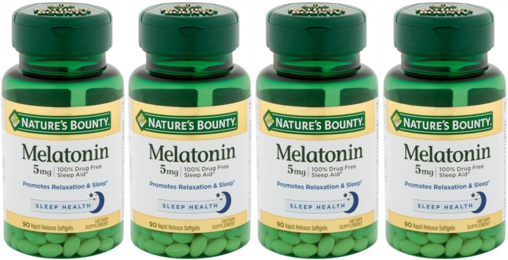 Bounty Super Strength Melatonin 5 mg Softgels 90 ea (Pack of 4)