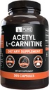 Ingredientes originales puros Acetyl L-Carnitine (365 capsules) No Magnesium Or Rice Fillers, Siempre Puro, Lab Verified