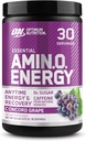 Optimum Nutrition Amino Energy - Pre Workout with Green Tea, BCAA, Amino Acids, Keto Friendly, Green Coffee Extract, Energy Powder - Concord Grape, 30 Servimientos