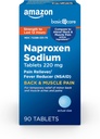   Basic Care Back and Muscle Pain, 220 mg, 12-Hour Pain Relief, Naproxen Sodium Tablets, Pain Reliever and Fever Reducer, 90 Count