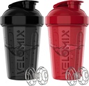 VELOMIX -2 Pack- 20 oz Protein Shaker Botellas para Protein Mixes - 2x Wire Whisk ← Leak Proof Shaker Cups for Protein Shakes and Pre Workout  Protein Shaker Bottle Pack (Black/Red)