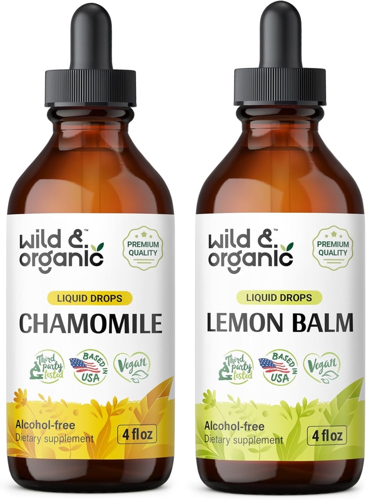 Wild &amp; Organic Chamomile Tintura 4 fl oz &amp; Lemon Balm Tincture 4 fl oz