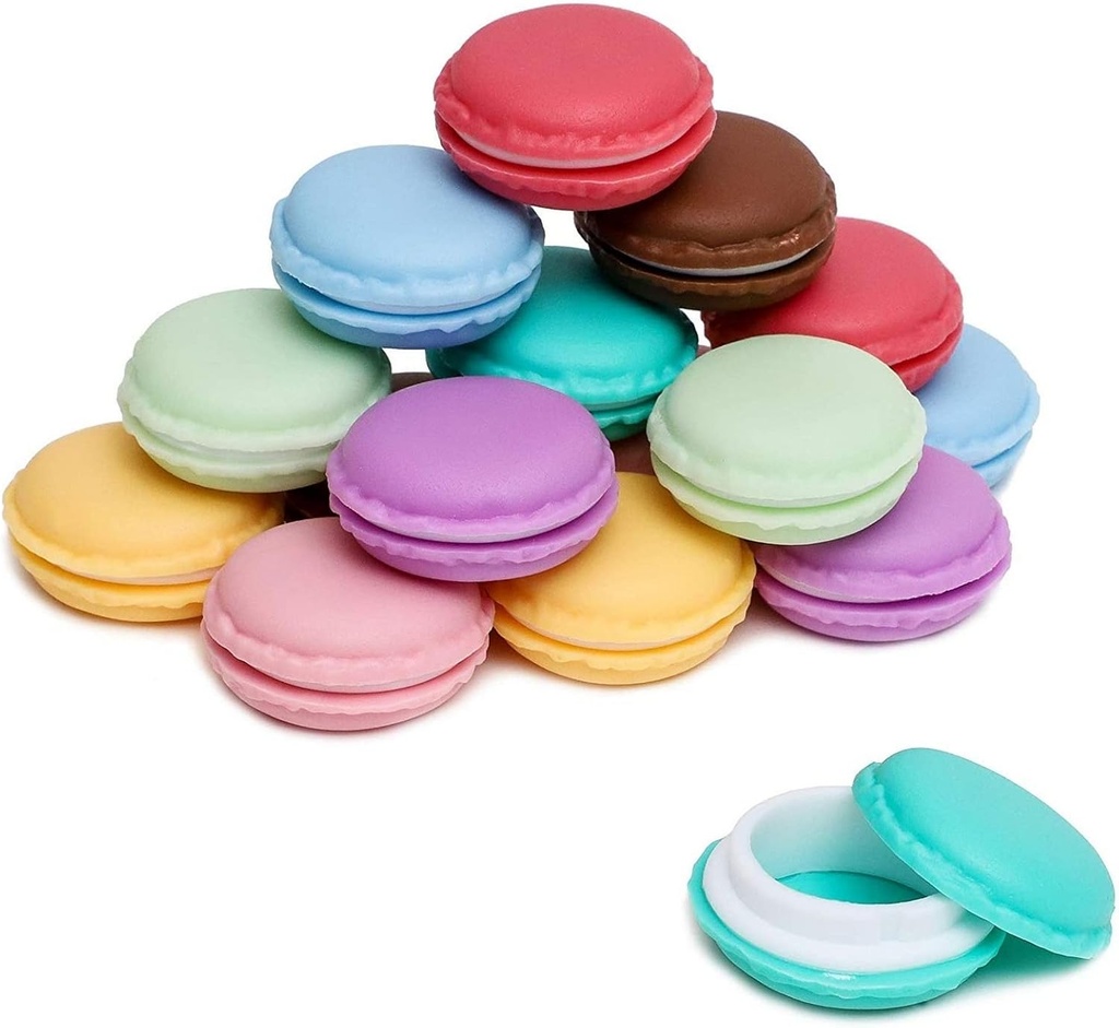 Juvale Macaron Pill Case - Macaron Jewelry Holder &amp; Pill Box - Durable Mini Plastic Containers with Lids - 8 Colores, 1.7 in - Pack of 16