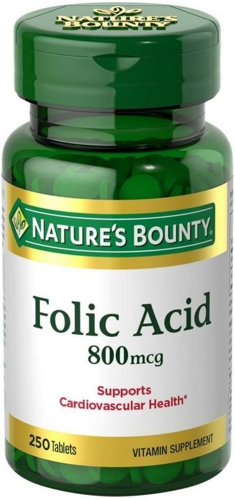 Folic Acid 800 mcg Tablets Maximum Strength, 2 Bottles (250 Conde)