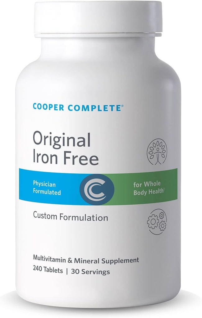 Cooper Complete - Original Multivitamina Iron Gratis - Daily Multivitamin and Mineral Supplement - 30 Serviciones por botella. Paquete de 3