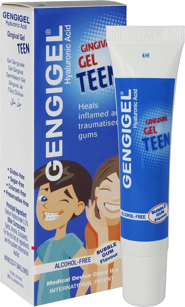 Gengigel Teen Hialurónico Acid Oral Gel for Mouth & Gum Discomfort (15 ml), Soothes Irritation, Promotes Natural Healing &amp; Protects Delicate Oral Tissue, No Paraben o SLS, Vegan & Kosher