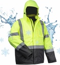 toolant 100% impermeable chaquetas de seguridad para Hombre, Chaquetas de trabajo reflectantes Hi Vis, Cajas de lluvia de construcción para clima frío