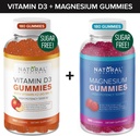 Azúcar Vitamina D3 K2 Gummies (180 Gummies) y Azúcar Gummies de Magnesio Extra Gratuito (180 Gummies), Vitamina D3 Gummies 5000 IU+K2 MK7 80 mcg, Magnesium Citrate Gummies 500 mg