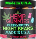 Ganchos de cáñamo para la calma de la calma de la calma de la calma del sueño Hora de la noche, la paz y la relajación, Frutas Gummy Bear Edibles, Buen Mood, Restful Bedtime-Natural Hemp Oil Omega-Made en EE.UU.