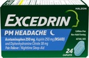 Excedrina PM para alivio de dolor de cabeza, Acetaminofeno 250mg, Aspirina 250mg, Diphenhydramine Citrate 38mg, Dolor de dolor, Noche de dormir-Aid, 24 Cuenta