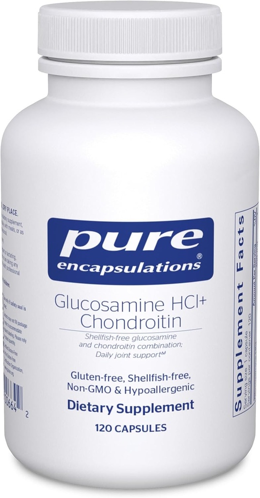 Pure Encapsulations Glucosamine HCl Chondroitin TEN Hypoallergenic Dual TorturaStrength Support for Healthy Joint Motility and Function ← 120 Capsules