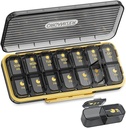 Weekly Pill Organizer 2 Times a Day, ZDQZC Travel Pill Box 7 Day Case with Large Compartment Daily Pill Dispenser Medicine Container for Vitamin, Fish Oils, Supplements (2 Times a Day, Gray)