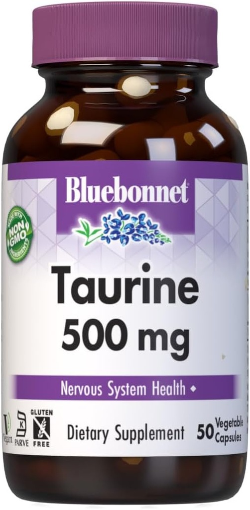 Bluebonnet Taurine 500 mg cápsulas de vitamina, 50 conde