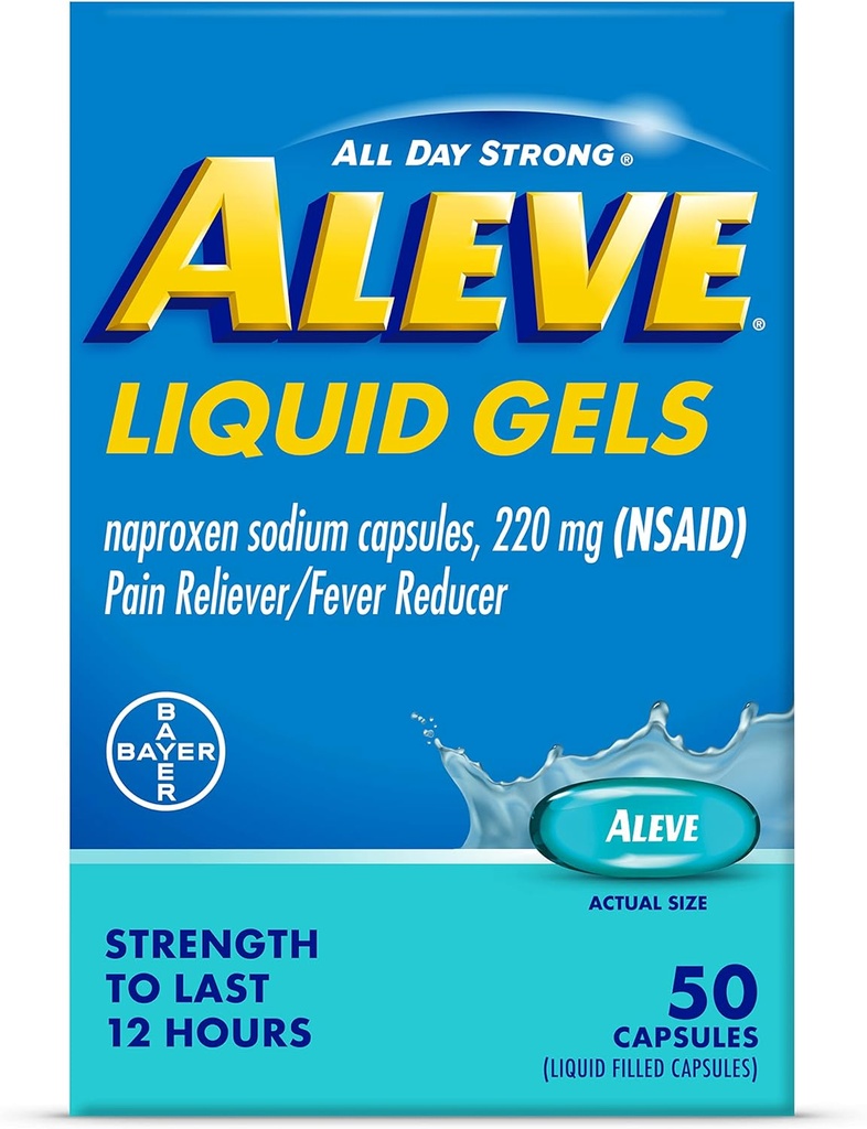 Aleve geles líquidos, Naproxen Sodium para alivio de dolor ‐ 50 Conde