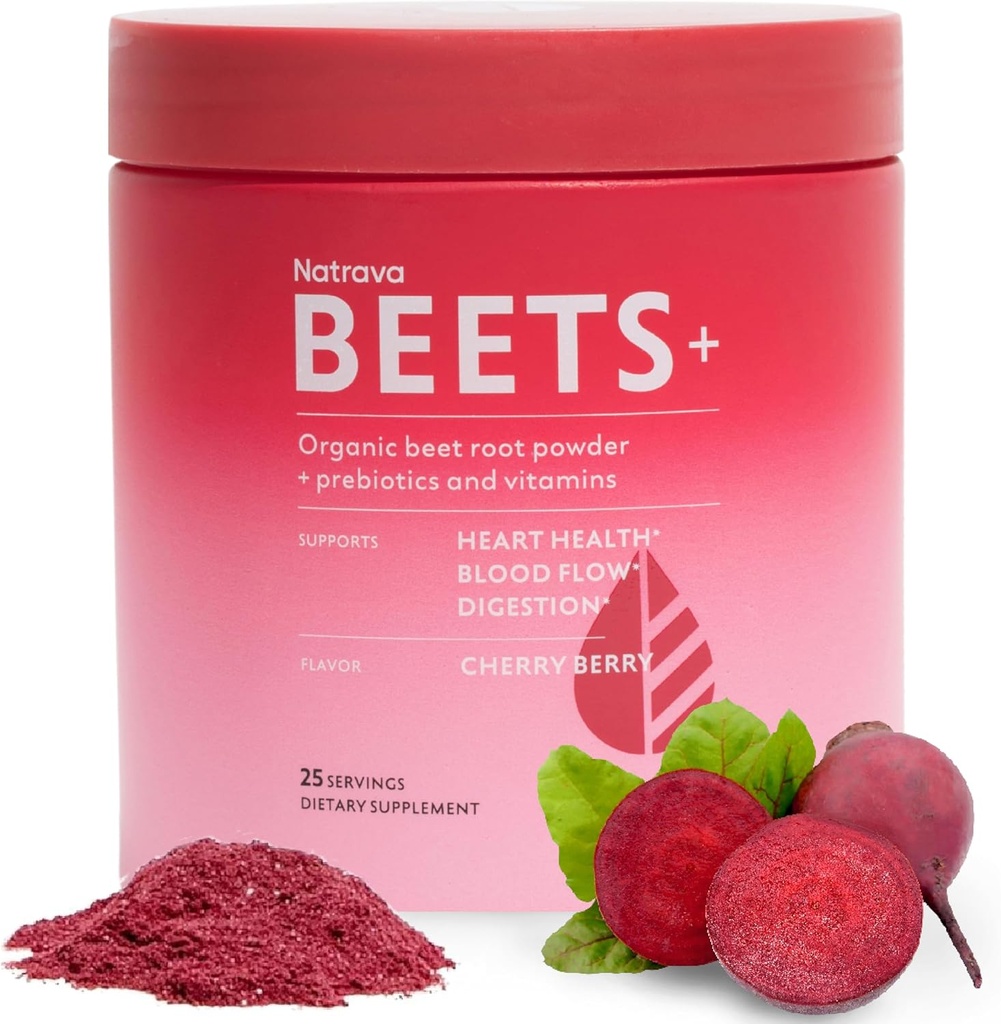 Beets+ Blend de hoja orgánica fortificado con vitaminas y prebióticos para la producción de óxido nítrico de energía cardíaca