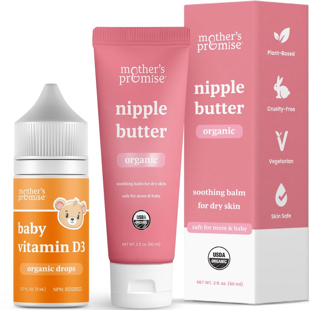 Promesa de la madre mantequilla de pezón &amp; bebé vitamina D3 gotas